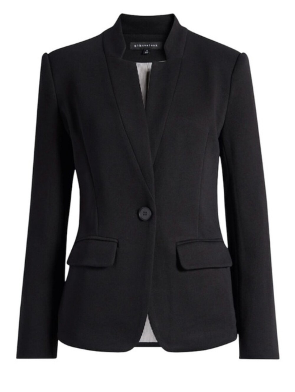 Gibsonlook Notch Collar Single-Button Blazer Black Size Large